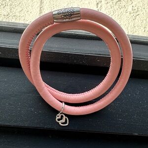 Endless Jewelry Pink Real Leather Bracelet/Necklace with Sterling Silver Pendant